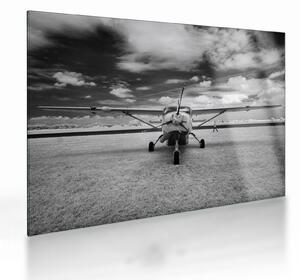 Staklena slika - Avion crno-bijeli (70x50 cm)