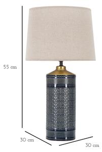 Siva/krem stolna lampa keramička s tekstilnim sjenilom (visina 55 cm) Graphs Dark – Mauro Ferretti