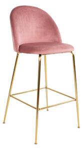 Set od 2 ružičaste barske stolice s baršunastim presvlakom s mjedenim nogama House Nordic Lausanne