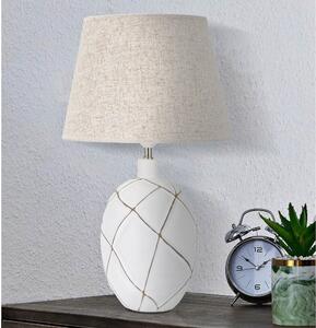Bijela/krem stolna lampa s tekstilnim sjenilom (visina 60 cm) Lines – Mauro Ferretti