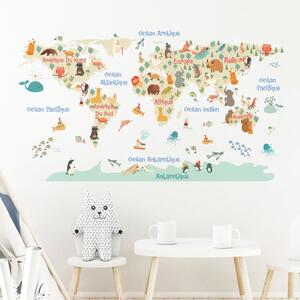 Zidna samoljepljiva naljepnica Ambiance Pastel World Map
