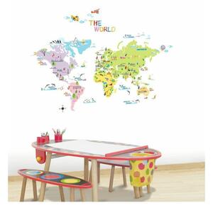 Set dječjih zidnih naljepnica Ambiance World Map