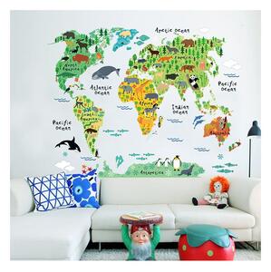 Dječja zidna naljepnica World Map Ambiance, 73 x 95 cm