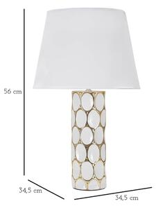 Bijela/u zlatnoj boji stolna lampa keramička s tekstilnim sjenilom (visina 56 cm) Glam Carv – Mauro Ferretti