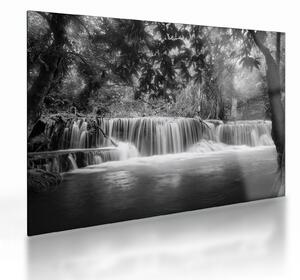 Staklena slika - Crno bijeli vodopad (70x50 cm)