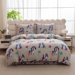 Posteljina mikropliš CUTE UNICORN siva Dimenzije posteljine: 70 x 80 cm | 140 x 200 cm