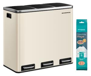 Selektivna kanta za otpad s 3 pretinca, 3 x 18 l, s pedalom, pijesak bež