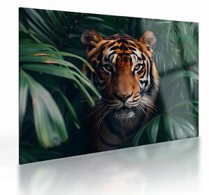 Staklena slika - Portret tigra u džungli (70x50 cm)