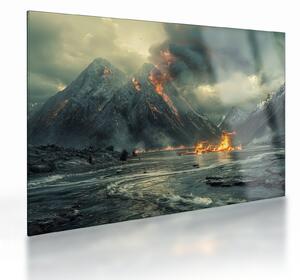 Staklena slika - Vulkanska erupcija (70x50 cm)