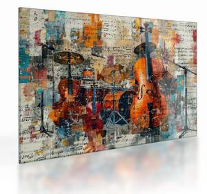 Staklena slika - Glazbeni instrumenti (70x50 cm)
