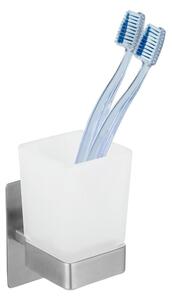 Bijela samostojeća staklena čaša za četkice za zube Genova - Wenko