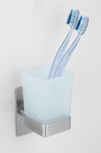 Bijela samostojeća staklena čaša za četkice za zube Genova - Wenko