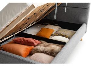 Sivi tapecirani bračni krevet s prostorom za odlaganje s podnicom 180x200 cm Lotte - Meise Möbel