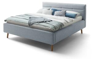 Plavi tapecirani bračni krevet s prostorom za odlaganje s podnicom 140x200 cm Lotte - Meise Möbel