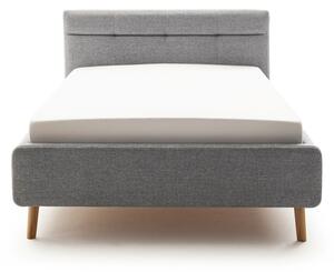 Black Friday - Sivi tapecirani bračni krevet s prostorom za odlaganje s podnicom 140x200 cm Lotte - Meise Möbel