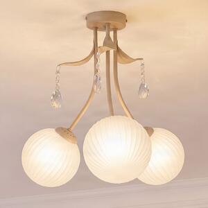 Milagro Lighting Stropna lampa Celeste, taupe, Ø 40 cm, metal, 3 svjetla, prigušiva, Zlato / mjed, Dnevni boravak/blagovaonica, Metal