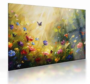 Staklena slika - Proljetna cvjetna livada, slika (70x50 cm)