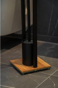 Crni stalak za toalet papir s bambusom Wenko