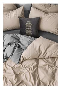 Siva/bež posteljina za bračni krevet/za produženi krevet od renforce pamuka s uključenom plahtom/4-dijelna 200x220 cm – Mila Home