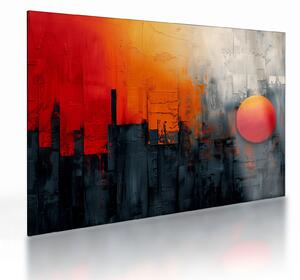 Staklena slika - Apstraktna slika grada (70x50 cm)