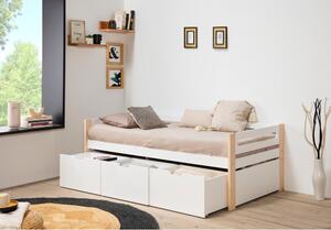 Bijeli krevet s 3 ladice Marckeric Keisly, 90 x 190 cm