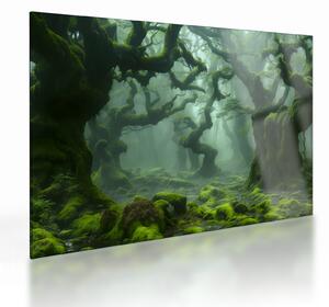 Staklena slika - Šuma obrasla mahovinom (70x50 cm)