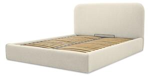 Krem tapecirani bračni krevet s prostorom za pohranu s podnicom 180x200 cm Sea – Scandic