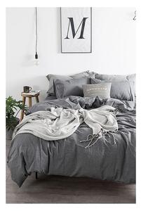 Siva pamučna posteljina za bračni krevet/za produženi krevet s uključenom plahtom/4-dijelna 200x220 cm – Mila Home