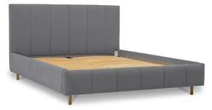 Sivi tapecirani bračni krevet s podnicom 160x200 cm Zee – Scandic