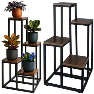 Ruhhy stalak za cvijeće 4 razine – loft metalni stalak za biljke (do 50 kg)
