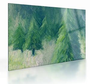 Staklena slika - Slikane crnogorice (70x50 cm)