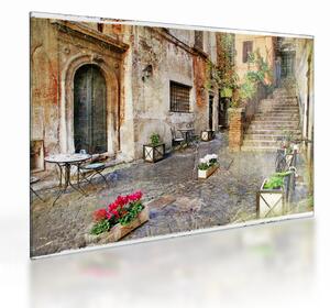Staklena slika - Stare ulice Rima (70x50 cm)