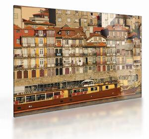 Staklena slika - Obalna četvrt, Portugal (70x50 cm)