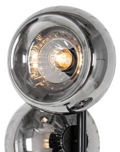 Art Deco podna lampa crna s dimnim staklom 3 svjetla - Ayesha