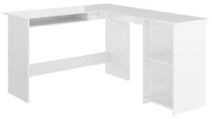 VidaXL Kutni radni stol visoki sjaj bijeli 120 x 140 x 75 cm iverica