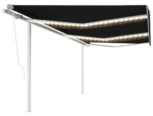 VidaXL Automatska tenda sa senzorom za vjetar LED 6 x 3,5 m antracit