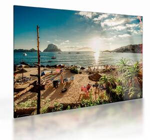 Staklena slika - Plaža s ljudima (70x50 cm)