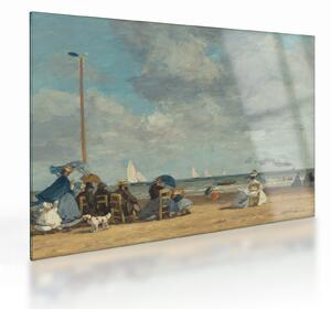 Staklena slika - Eugène Boudin, Beach at Trouville, reprodukcije (70x50 cm)