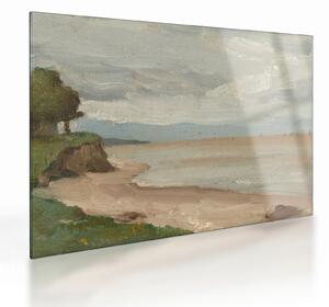 Staklena slika - Jean-Baptiste-Camille Corot, Beach Near Etretat, reprodukcije (70x50 cm)