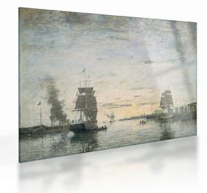 Staklena slika - Eugène Boudin, Entrance to the Harbor, Le Havre, reprodukcije (70x50 cm)