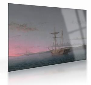 Staklena slika - Fitz Henry Lane, Lumber Schooners at Evening on Penobscot Bay, reprodukcije (70x50 cm)