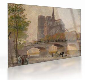 Staklena slika - Robert William Vonnoh, Notre Dame de Paris, reprodukcije (70x50 cm)