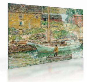 Staklena slika - Childe Hassam, Oyster Sloop, Cos Cob, reprodukcije (70x50 cm)