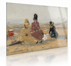 Staklena slika - Eugène Boudin, On the Beach, Trouville, reprodukcije (70x50 cm)