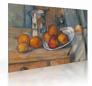 Staklena slika - Paul Cézanne, Still Life with Milk Jug and Fruit, reprodukcije (70x50 cm)