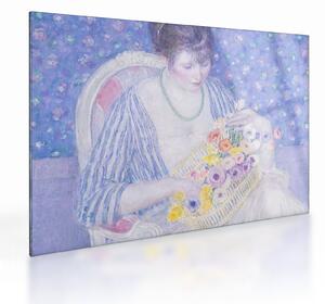 Staklena slika - Frederick Carl Frieseke, The Basket of Flowers, reprodukcije (70x50 cm)