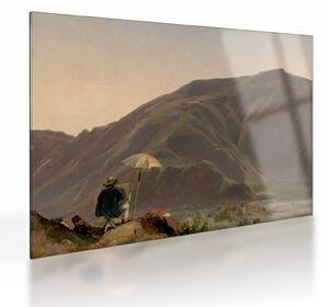 Staklena slika - Jules Coignet, View of Bozen with a Painter, reprodukcije (70x50 cm)
