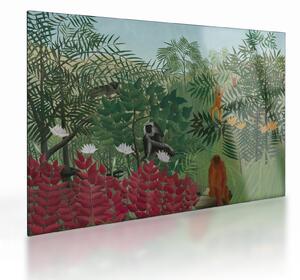 Staklena slika - Henri Rousseau, Tropical Forest with Monkeys, reprodukcije (70x50 cm)