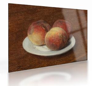 Staklena slika - Henri Fantin-Latour, Three Peaches on a Plate, reprodukcije (70x50 cm)