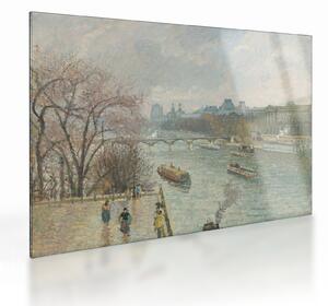 Staklena slika - Camille Pissarro, The Louvre, Afternoon, Rainy Weather, reprodukcije (70x50 cm)